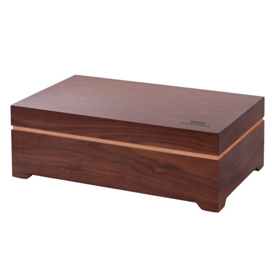 wood-grain desktop humidor