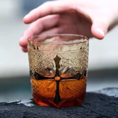 Cross-Heart Hand-engraved Crystal Whisky Glass