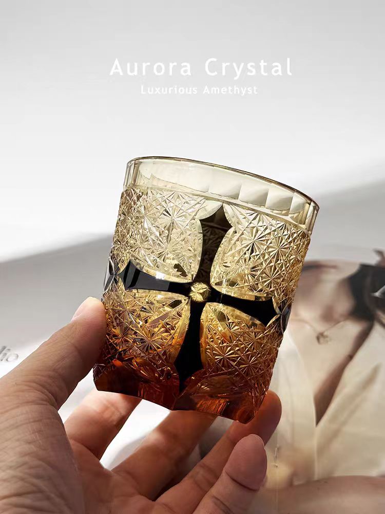 Cross-Heart Hand-engraved Crystal Whisky Glass