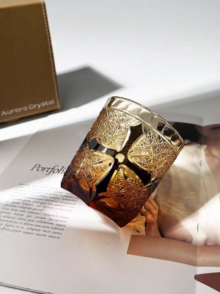 Cross-Heart Hand-engraved Crystal Whisky Glass